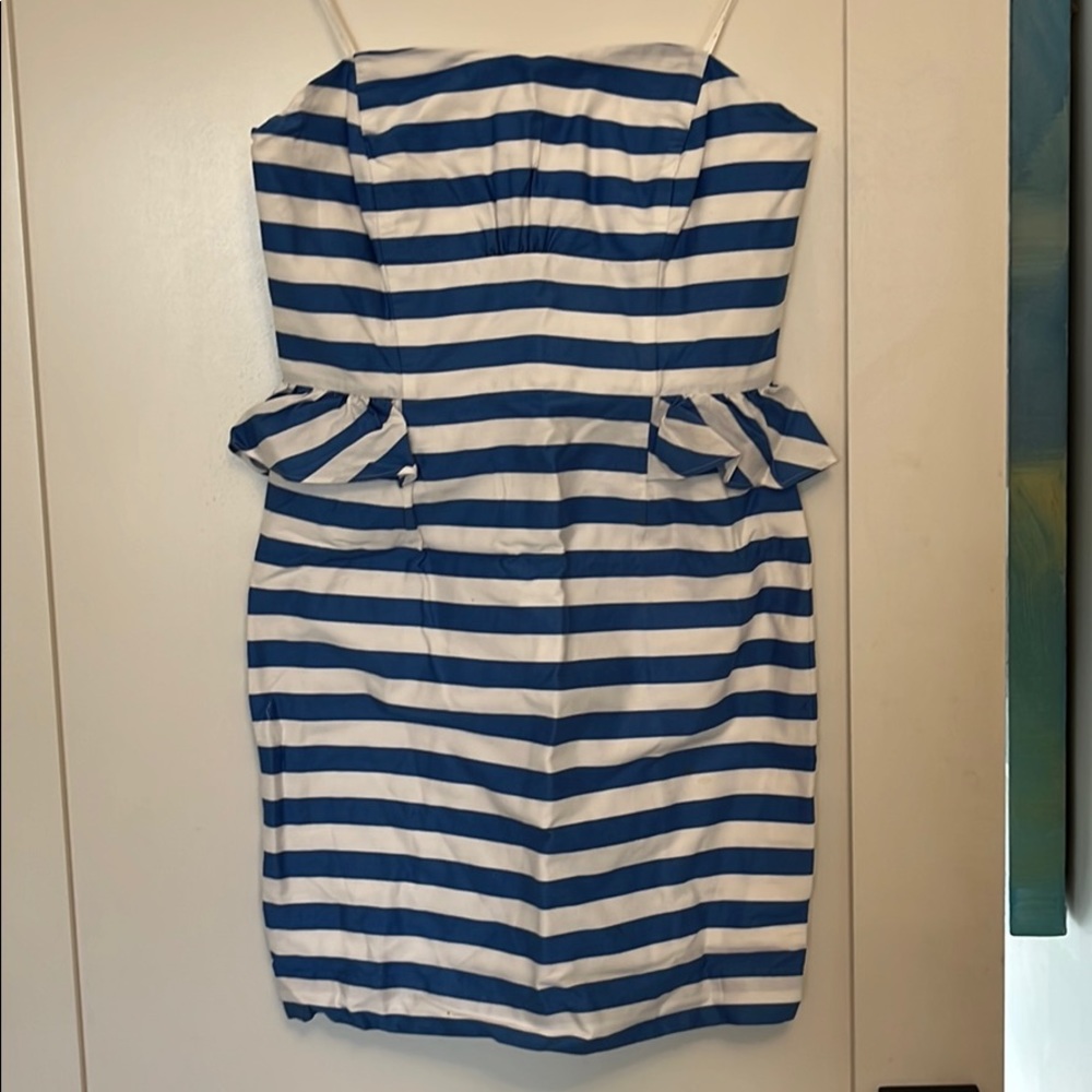 Lilly Pulitzer Strapless Striped Peplum Dress Sz 6